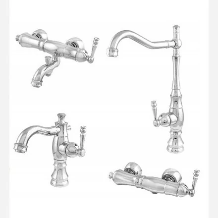 ست چهار تیکه شیرآلات تبسم مدل پیچک کروم