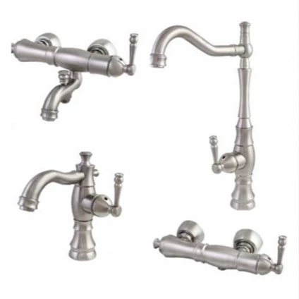 ست چهار تیکه شیرآلات تبسم مدل پیچک کروم مات