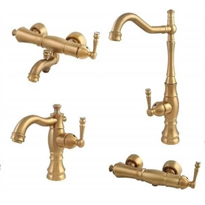 ست چهار تیکه شیرآلات تبسم مدل پیچک طلا مات