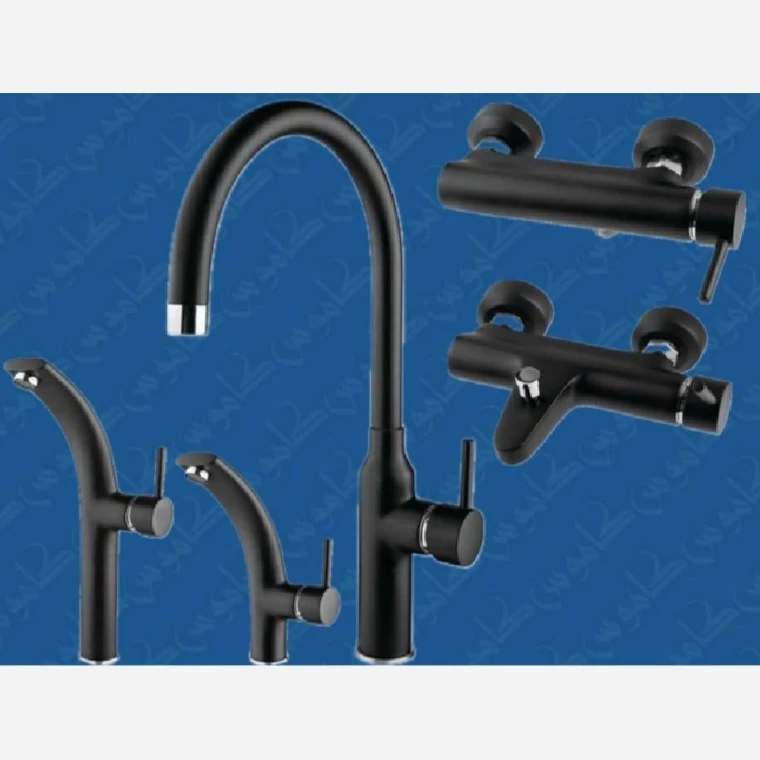 ست چهار تیکه شیرآلات مدل الین رنگ مشکی